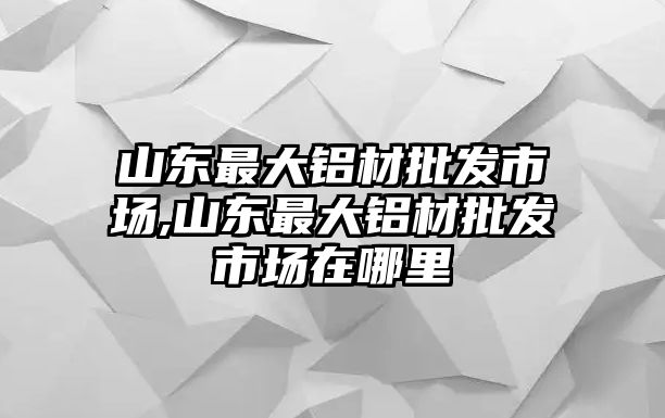 山東最大鋁材批發(fā)市場,山東最大鋁材批發(fā)市場在哪里